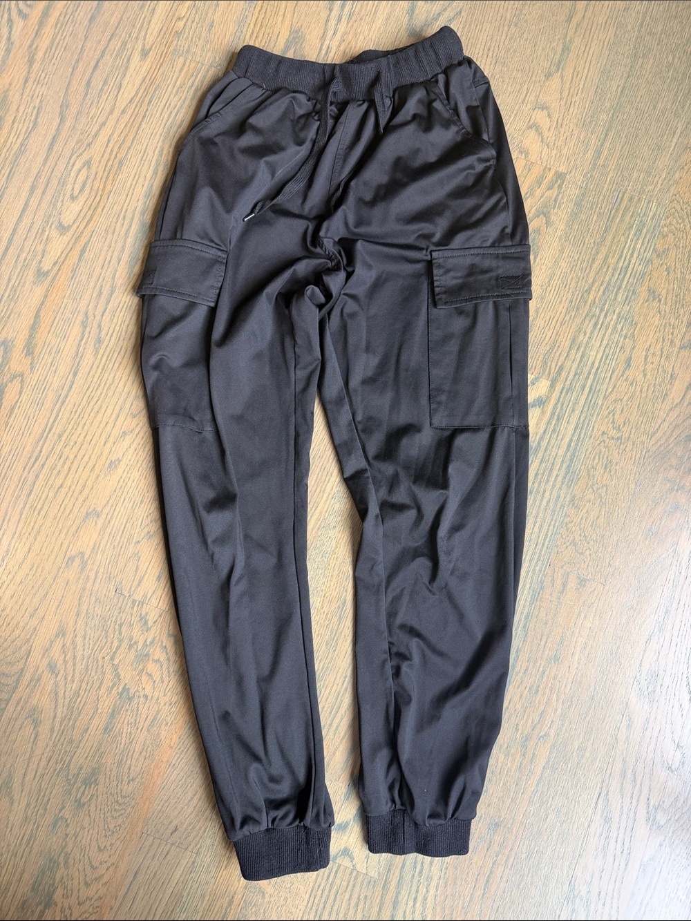 Kids Black Cargo Joggers Sweatpants